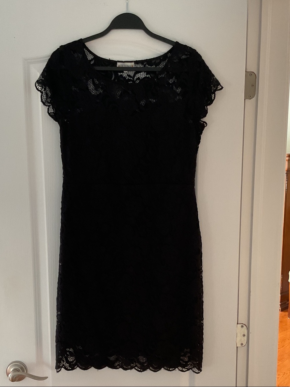 Ci Sono Black Lace Cap-Sleeve Sheath Dress